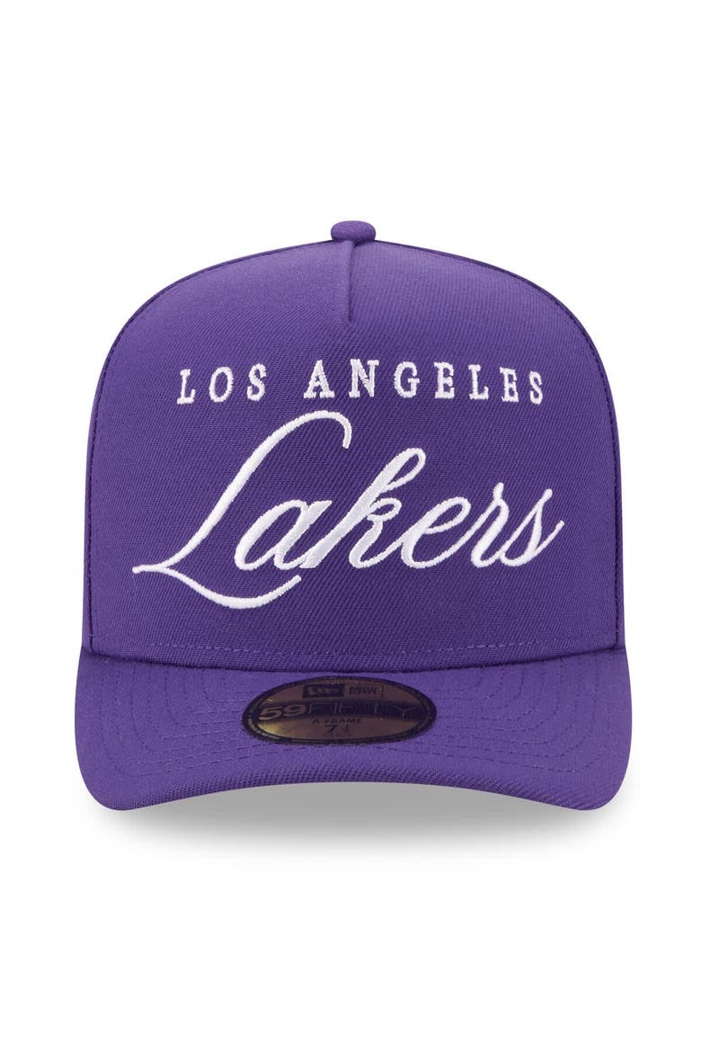 Men's New Era Purple Los Angeles Lakers 2025 NBA Draft A-Frame 59FIFTY Fitted Hat, Alternate, color, Purple