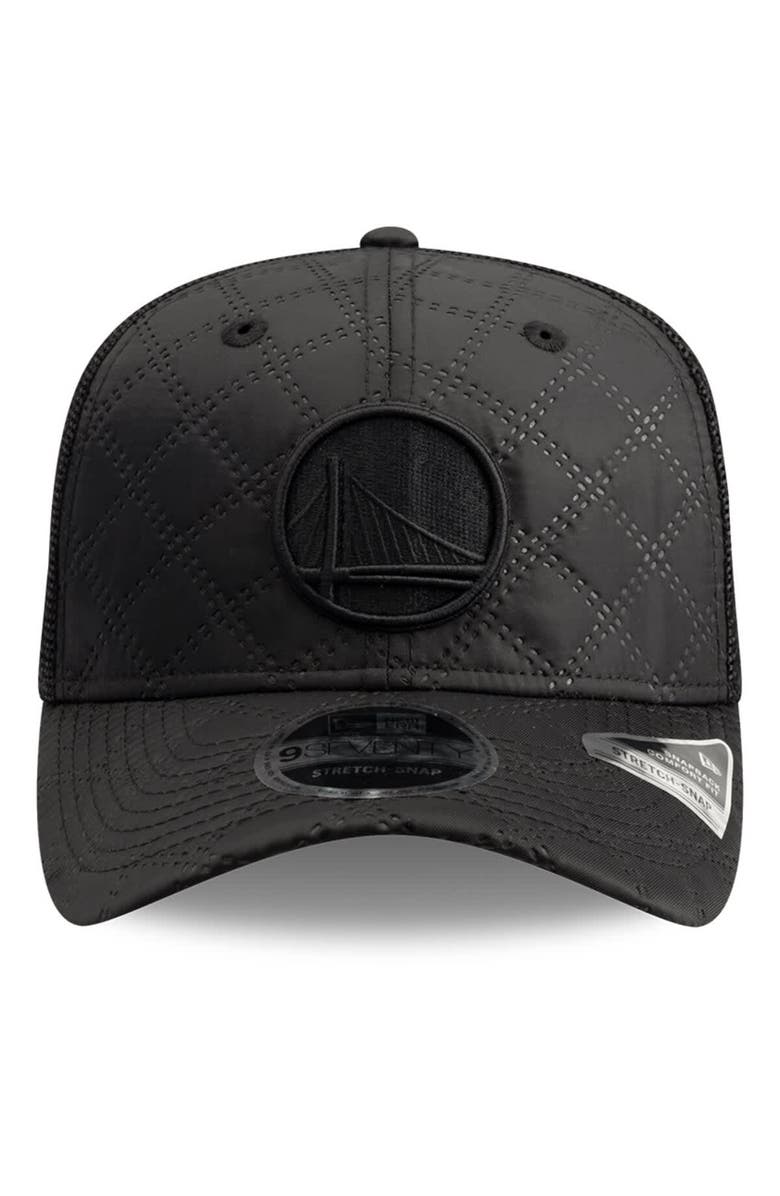 New Era Men's New Era Black Golden State Warriors Quilted 9SEVENTY Trucker Adjustable Hat, Alternate, color, Black