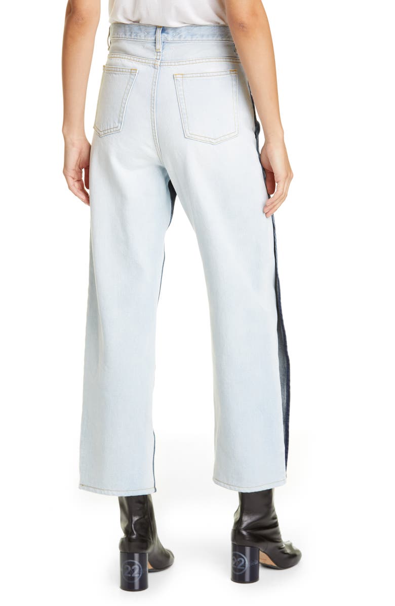Maison Margiela Trompe l'Oeil Layered Waist Wide Leg Crop Jeans, Alternate, color,
