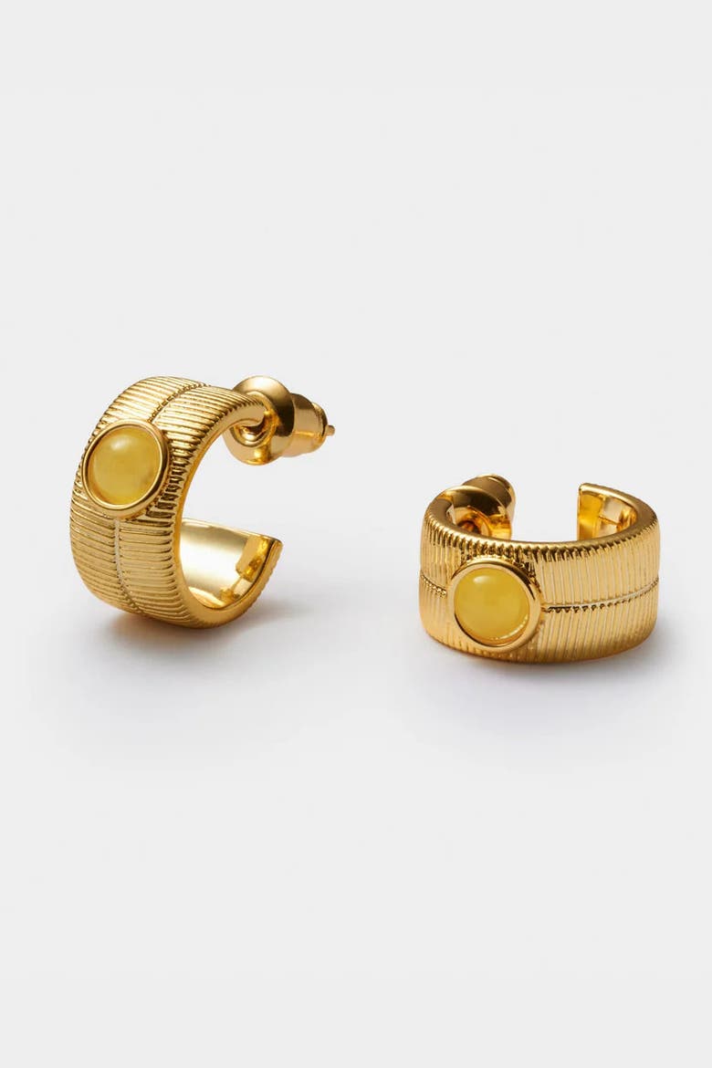'November' Waterproof Gold Birthstone Hoop Earrings, Alternate, color, November