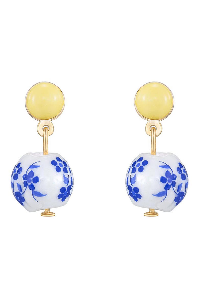 Chinoiserie Imitation Pearl Drop Earrings, Main, color, BLUE/ YELLOW MULTI