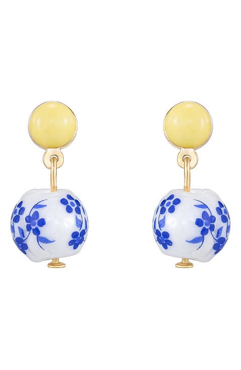 Chinoiserie Imitation Pearl Drop Earrings