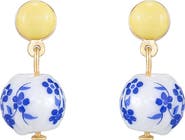 Ettika Chinoiserie Imitation Pearl Drop Earrings