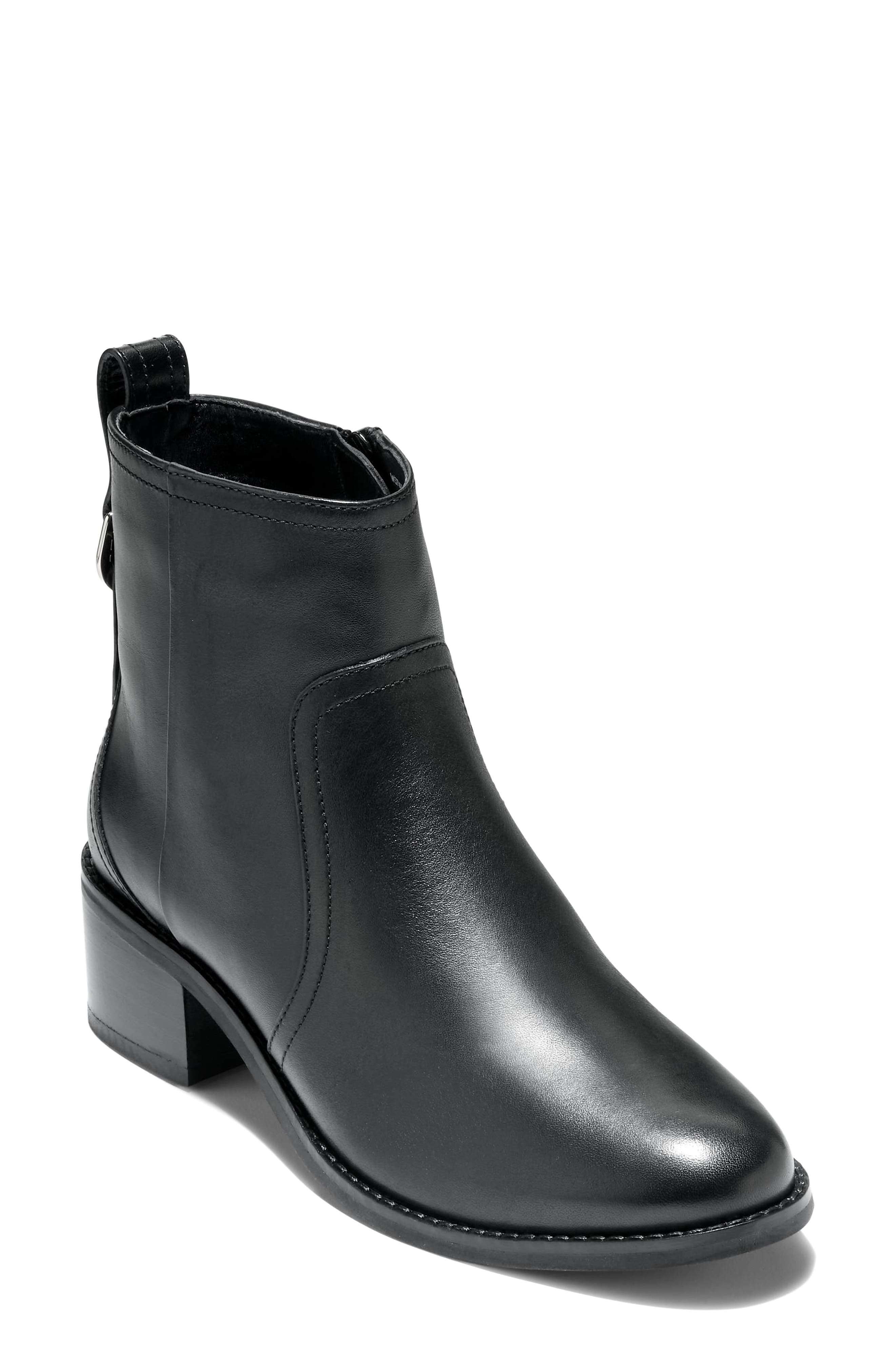 Haddie Ankle Bootie, Alternate, color, BLACK LEATHER