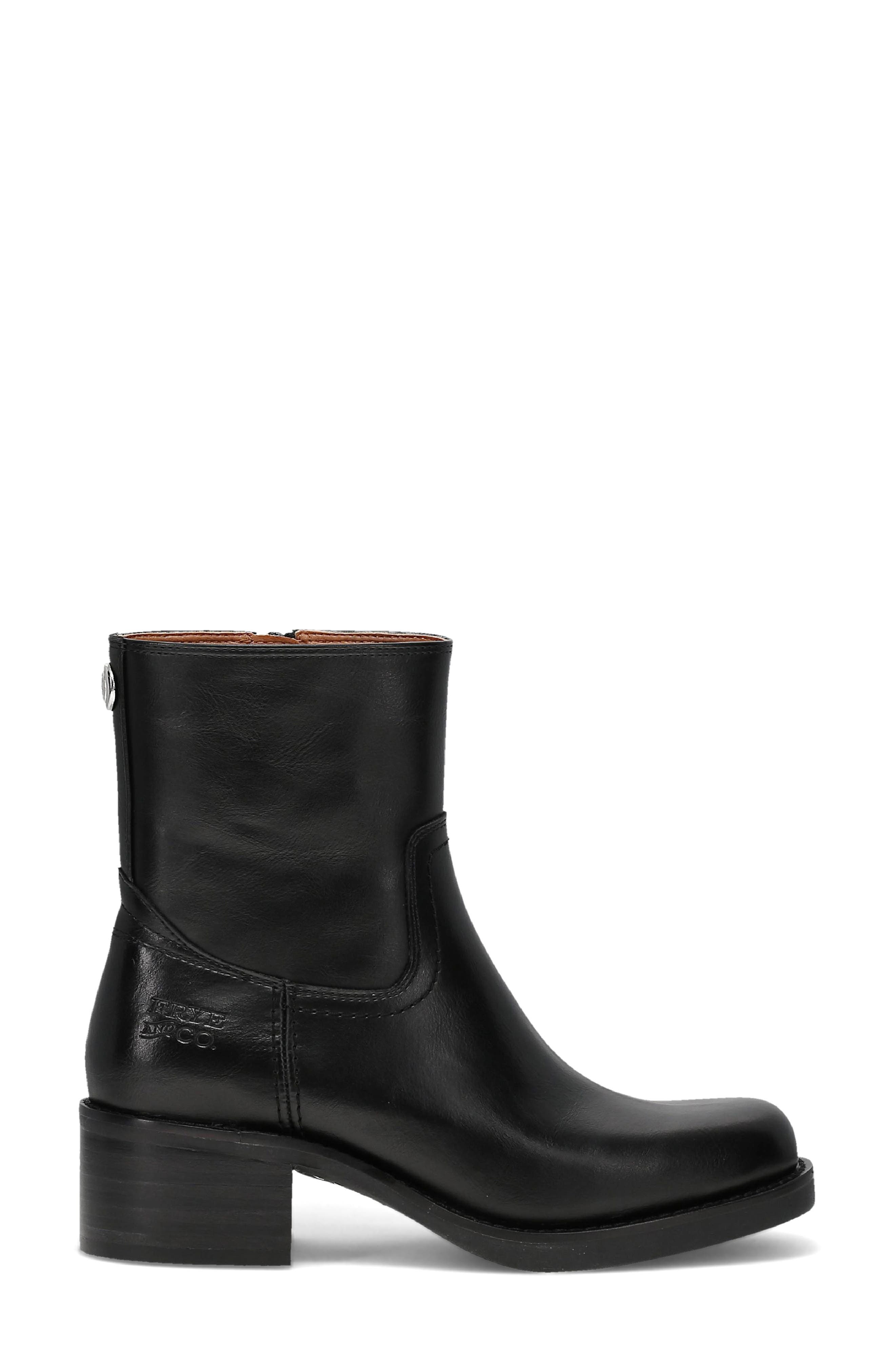 Miranda Low Zip Faux Leather Bootie, Alternate, color, BLACK