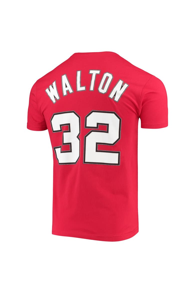 Men's Mitchell & Ness Bill Walton Red Portland Trail Blazers Hardwood Classics Player Name & Number T-Shirt, Alternate, color, Red