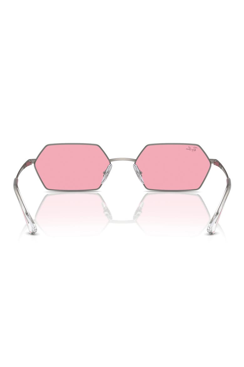 Yevi 58mm Tinted Rectangular Sunglasses, Alternate, color, PINK