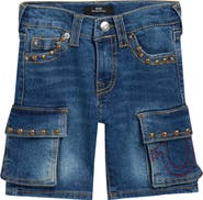True Religion Kids' Studded High Rise Denim Shorts