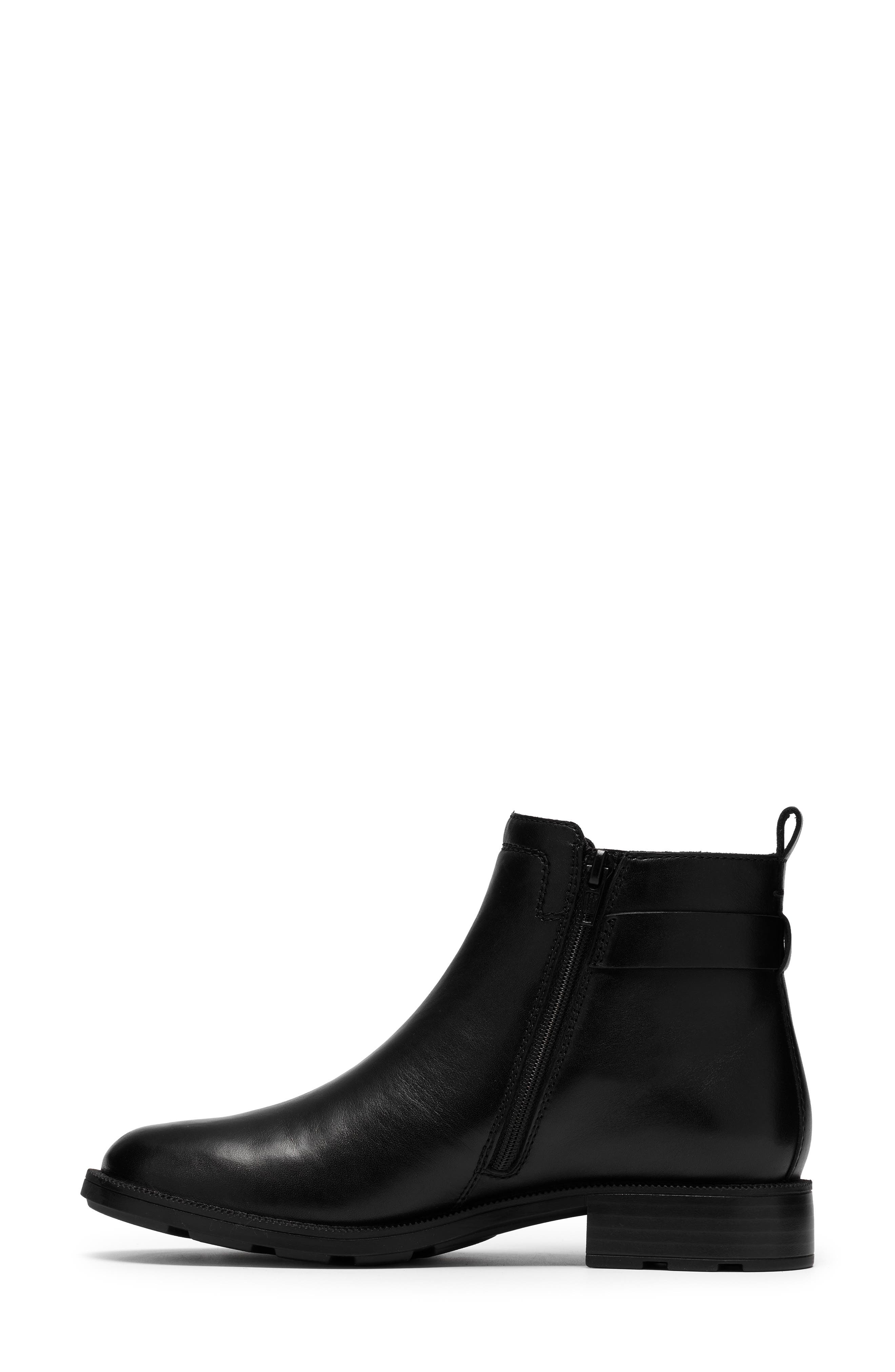 Adalynn West Leather Bootie, Alternate, color, BLACK