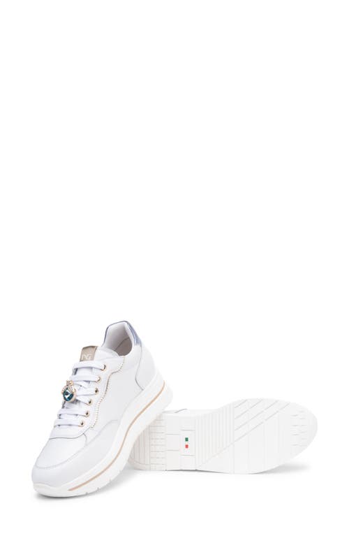 Nerogiardini Crystal Embellished Lace-up Sneaker In White