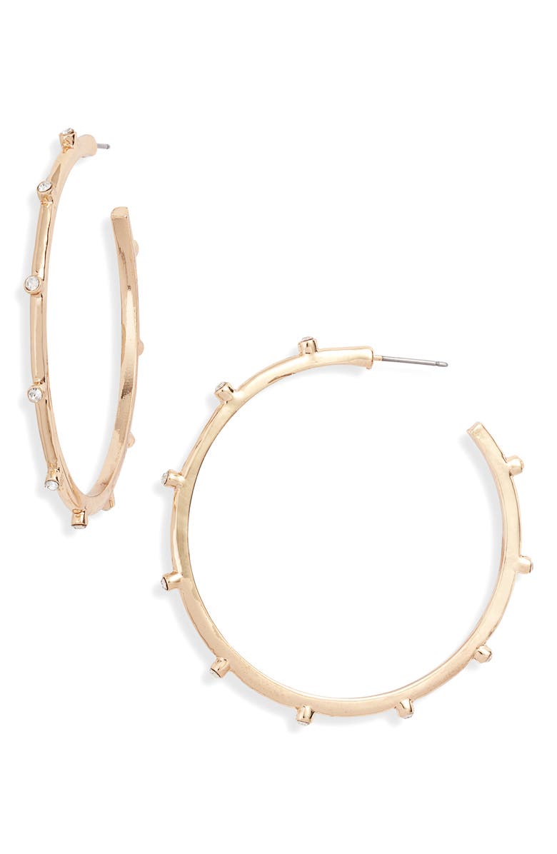 Rachel Parcell Crystal Stud Hoop Earrings, Main, color,