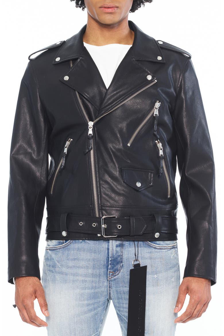 Faux Leather Moto Jacket, Main, color, VEGAN LEATHER