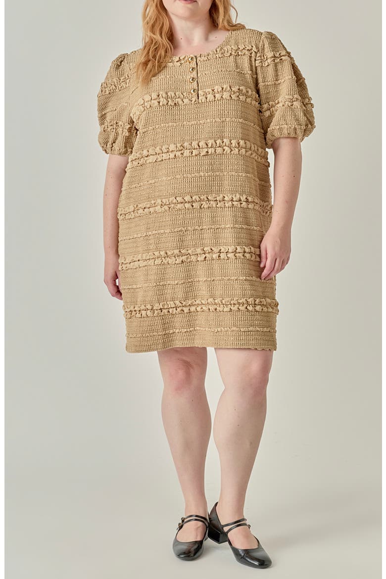 Smocked Minidress, Main, color, TAN