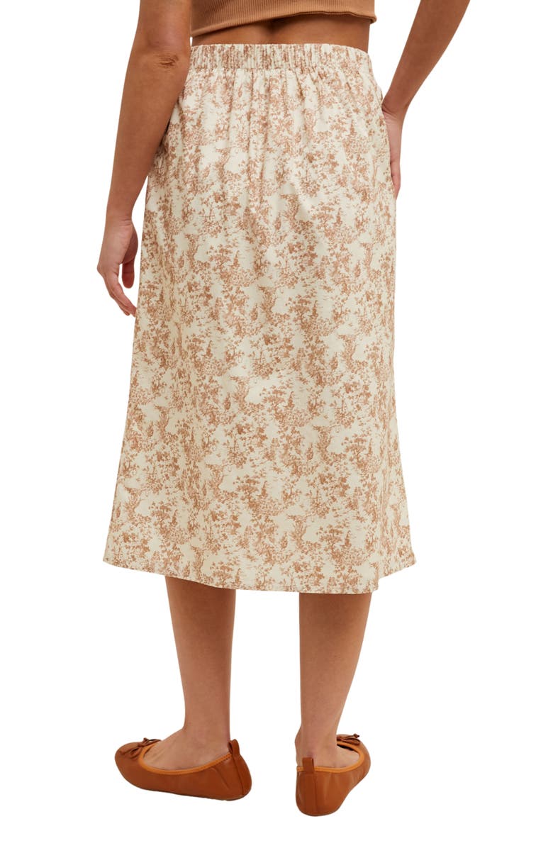 WISHLIST Floral Cotton Midi Skirt, Alternate, color, Cream/ Camel