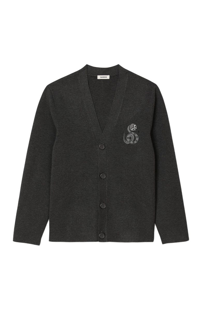 SANDRO Cardigan with snake detail, Alternate, color, 