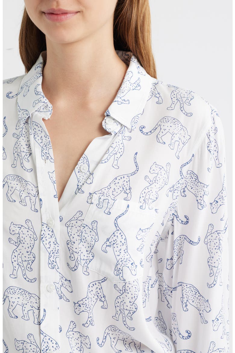 Kathryn Print Button-Up Shirt, Alternate, color, COBALT