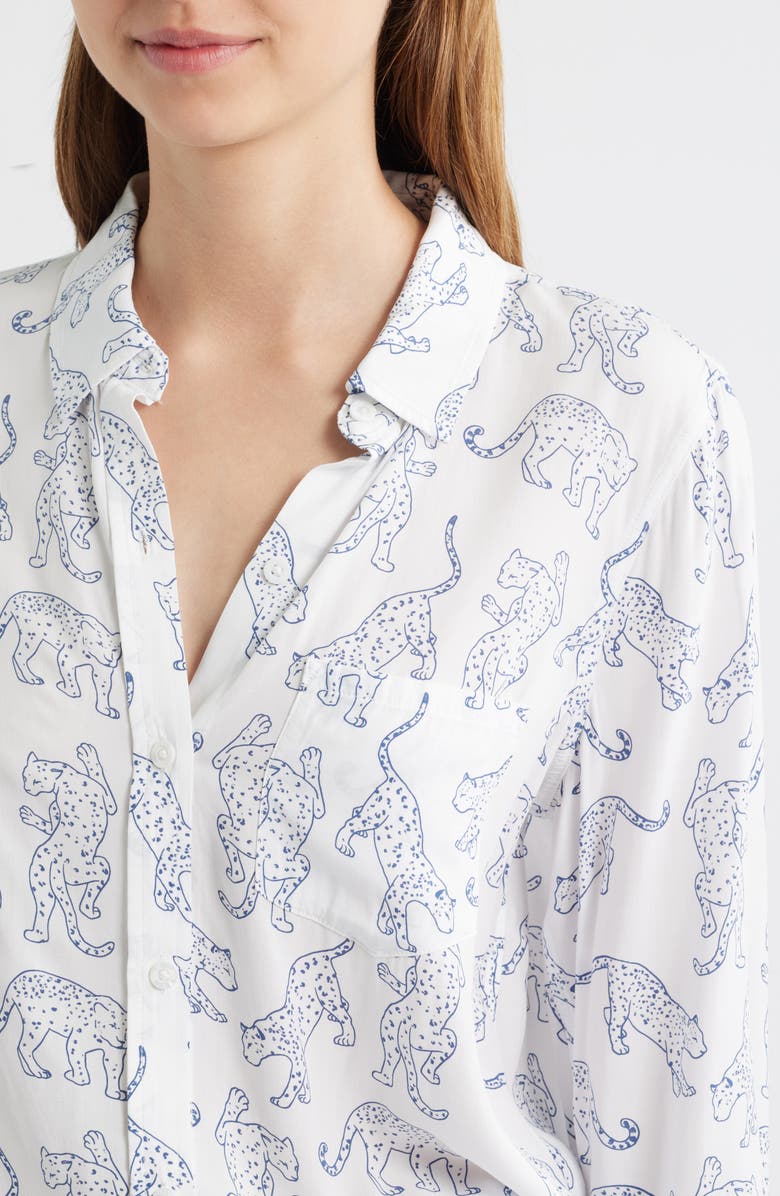 Rails Kathryn Print Button-Up Shirt, Alternate, color, Cobalt