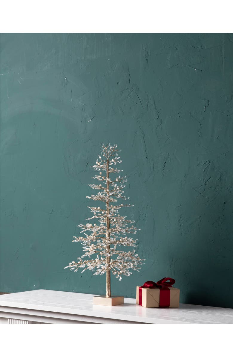 Balsam Hill Crystal & Bead Champagne Tabletop Tree, Alternate, color, Clear