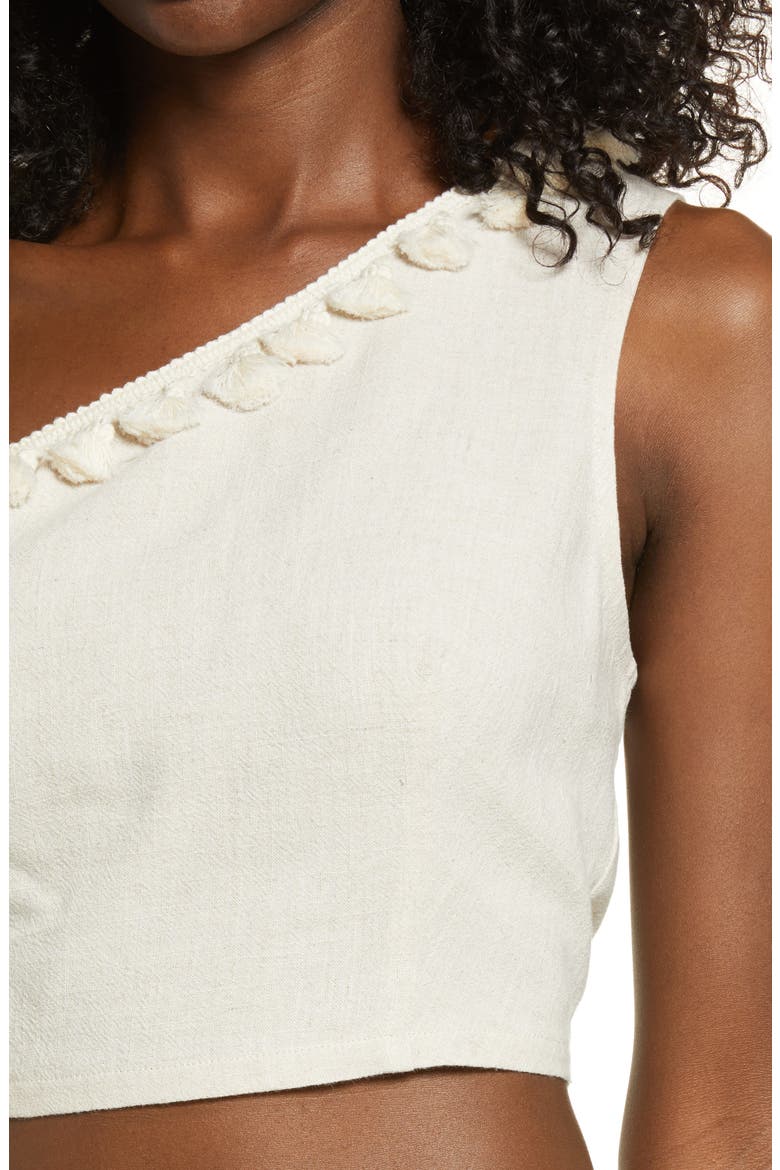 One-Shoulder Crop Top, Alternate, color, BEIGE