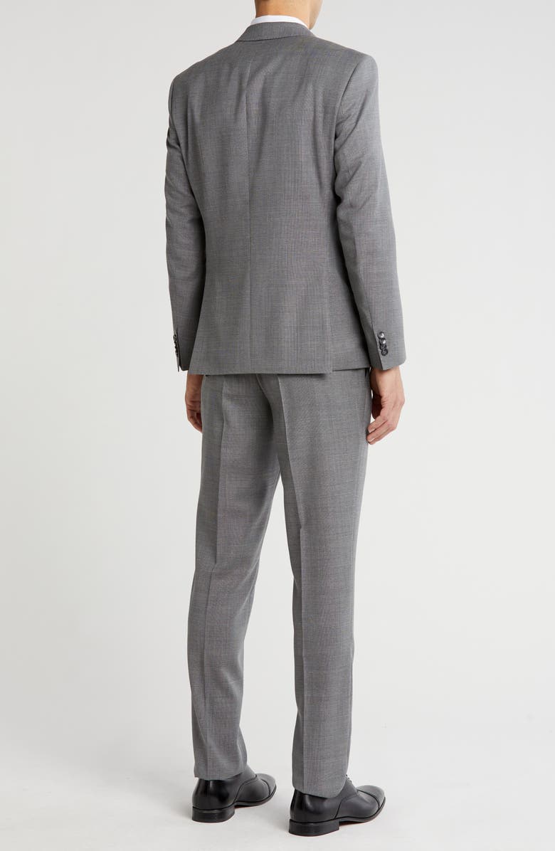 BOSS Huge Medium Grey Sharkskin Notch Lapel Wool Suit, Alternate, color, 