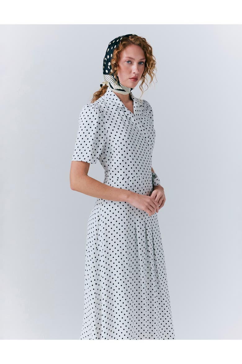 Giselle Crepe Polka Dot Wrap Dress, Alternate, color, Ivory Polka Dot