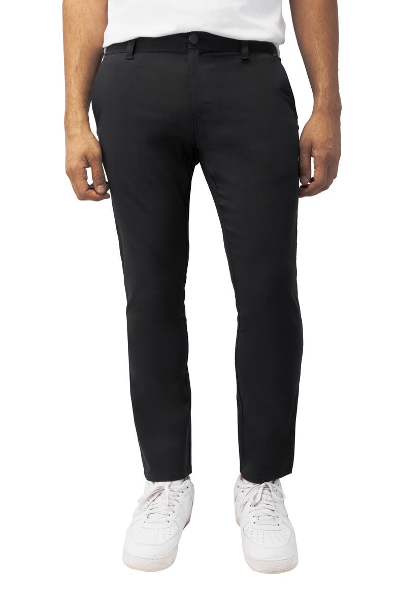 Hidden Zip Pocket Twill Trousers, Main, color, BLACK