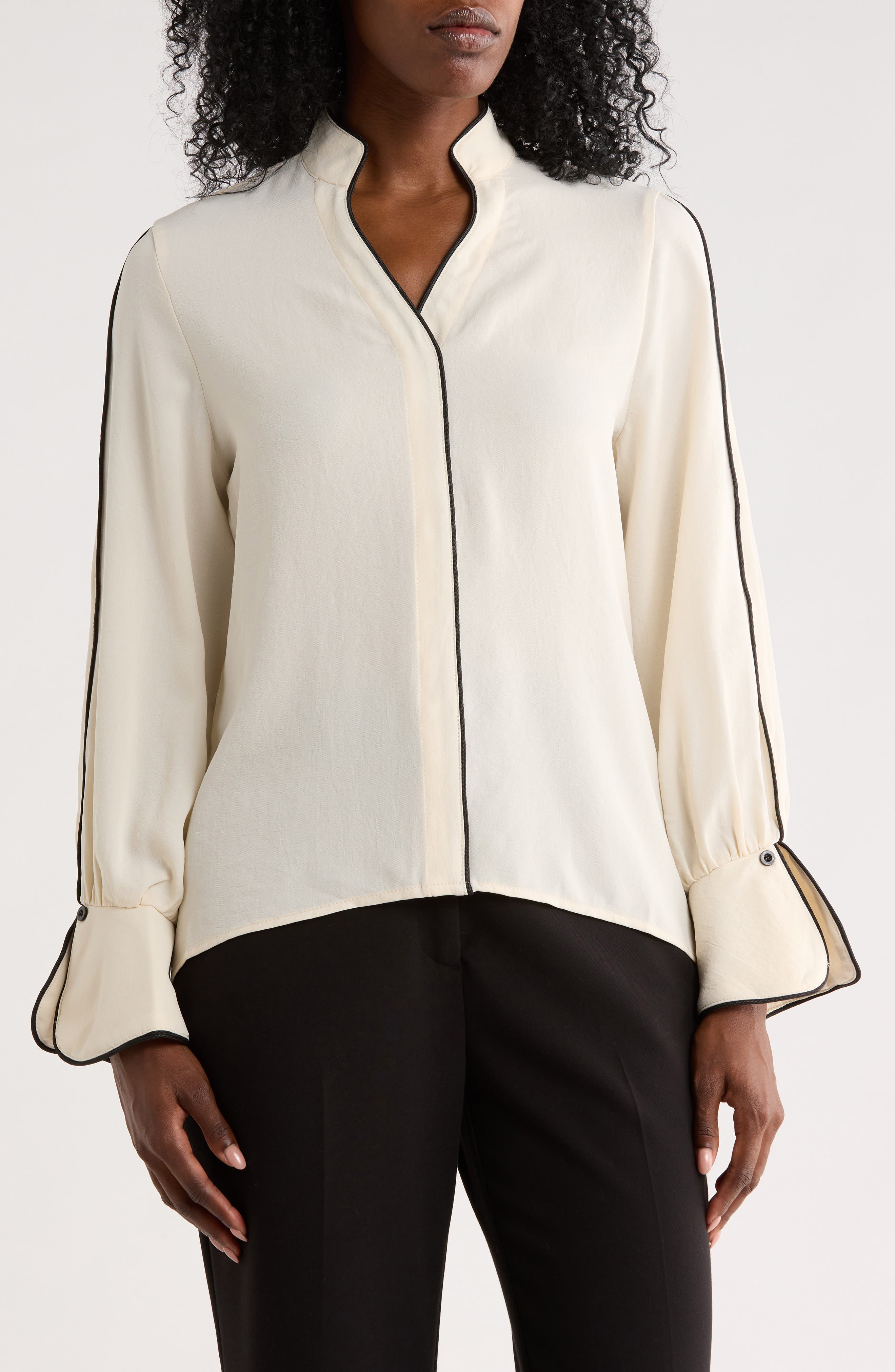 High Neck Popover Blouse