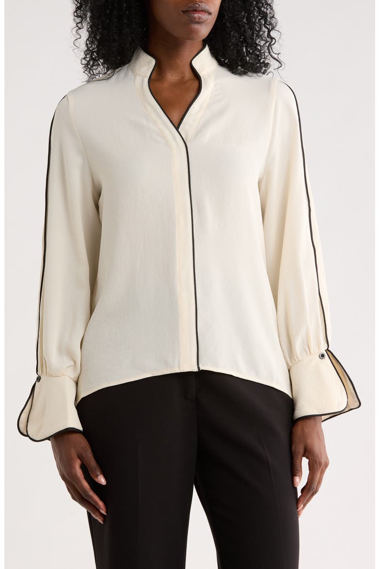 High Neck Popover Blouse, Main, color, SAND