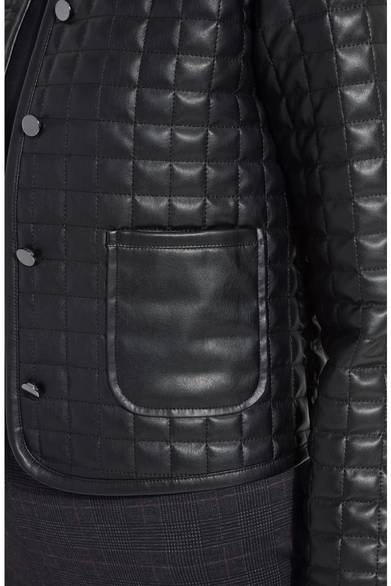 Agnes Quilted Faux Leather Jacket, Alternate, color, BLACK