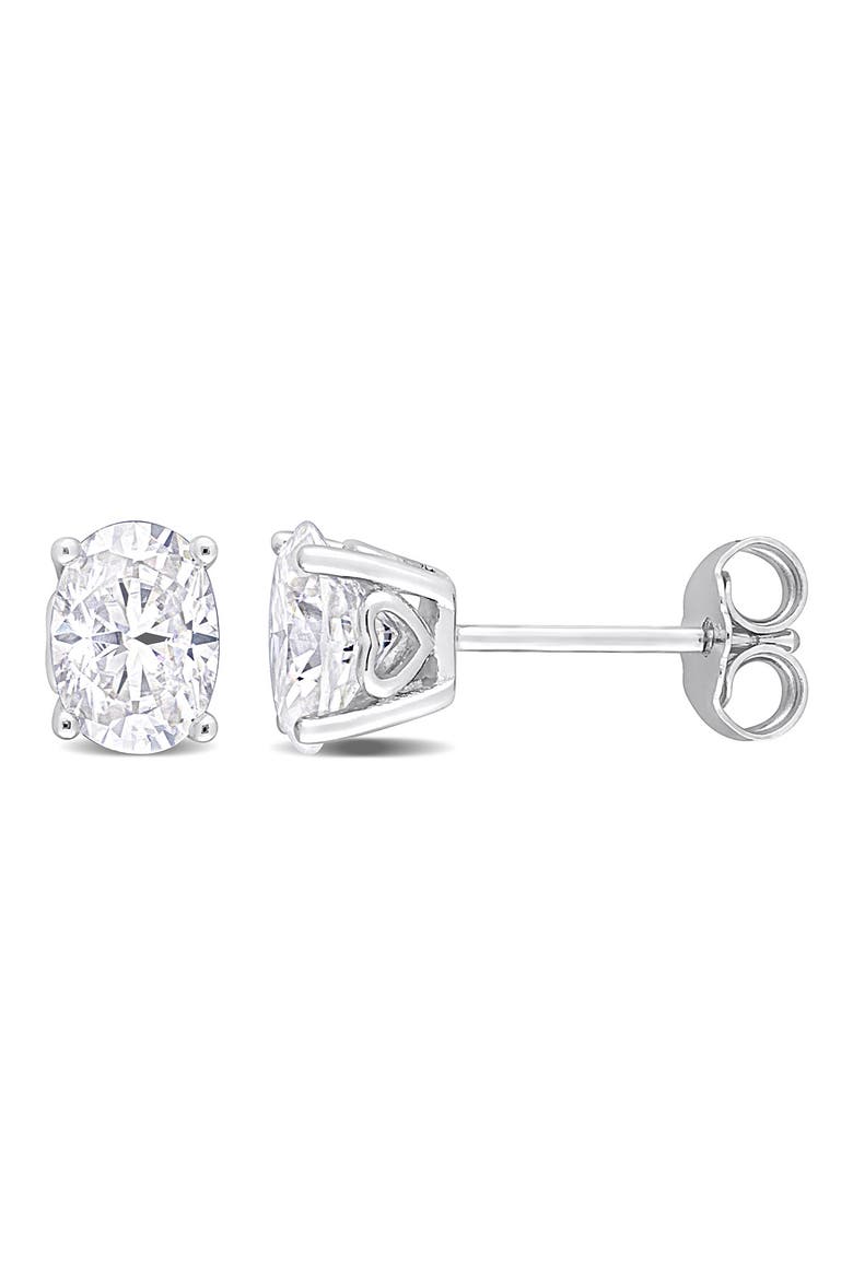 Sterling Silver Oval Lab Created Moissanite Stud Earrings, Main, color, SILVER