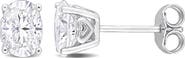 DELMAR Sterling Silver Oval Lab Created Moissanite Stud Earrings