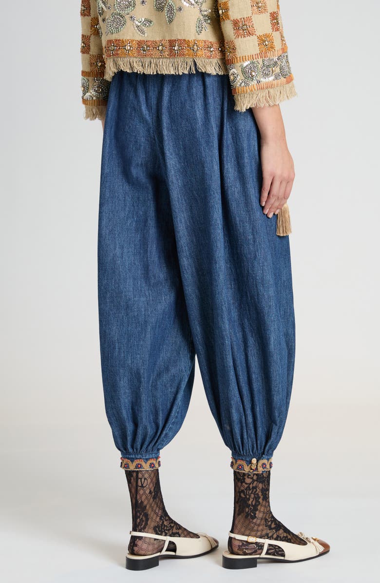 Valentino Garavani Embellished Crop Chambray Balloon Pants, Alternate, color, Medium Blue Denim