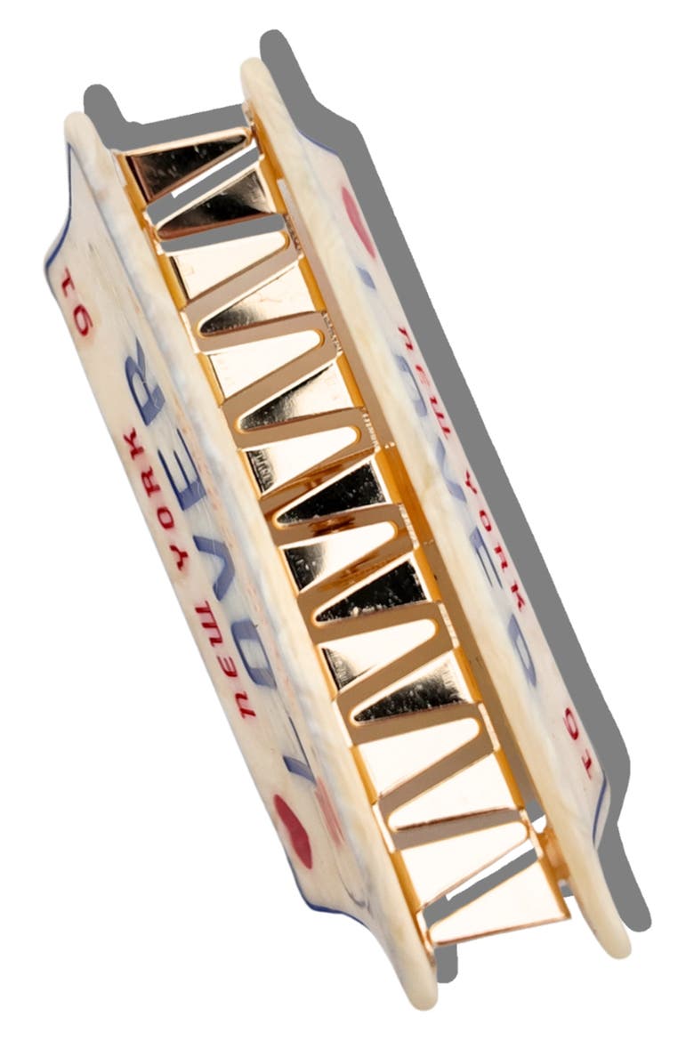 Hand Painted New York License Plate Claw Clip, Alternate, color, CREAM