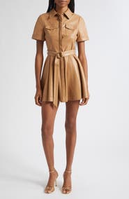 ALICE + OLIVIA Lucy Faux Leather Mini Shirtdress