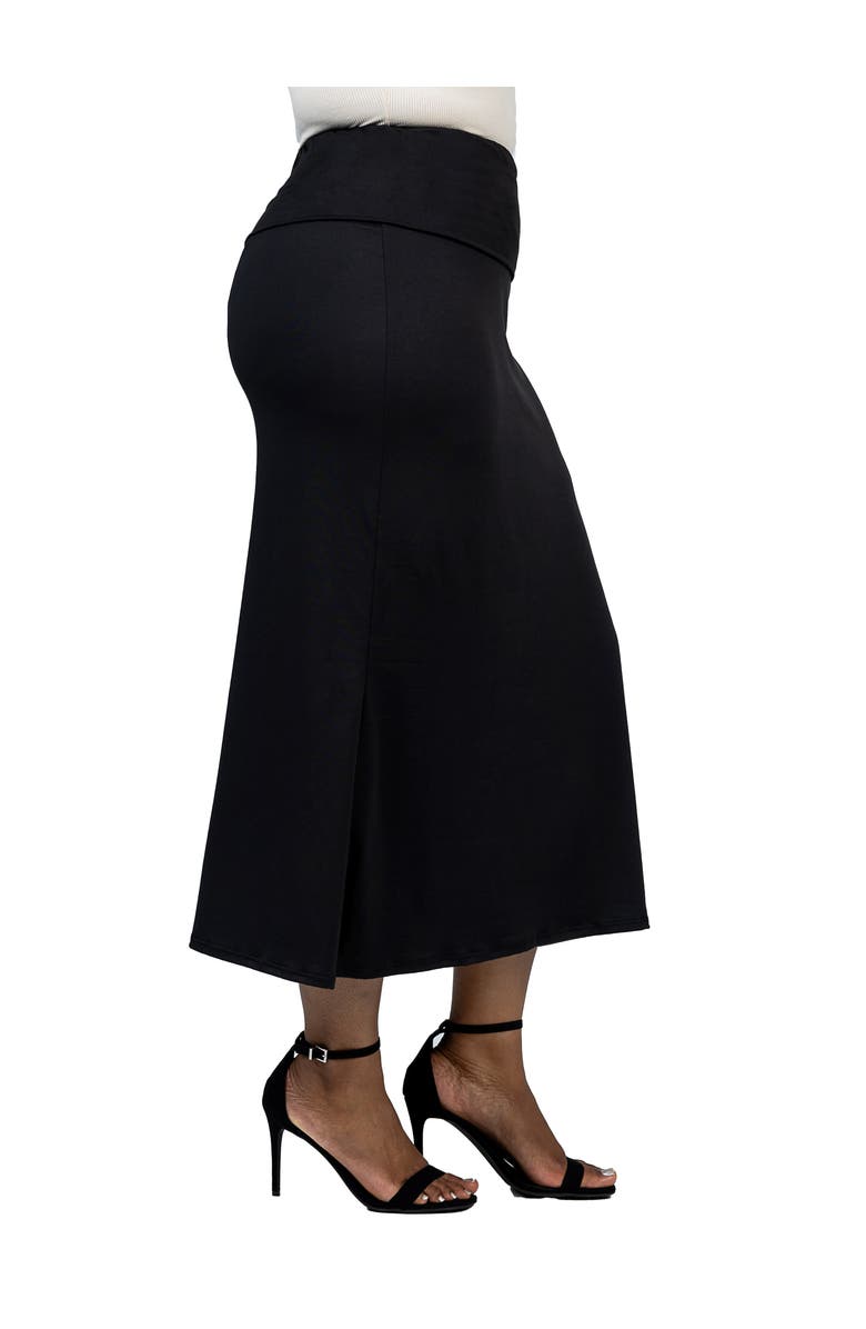24seven Comfort Apparel Comfortable Foldover Maxi Skirt, Alternate, color, Black