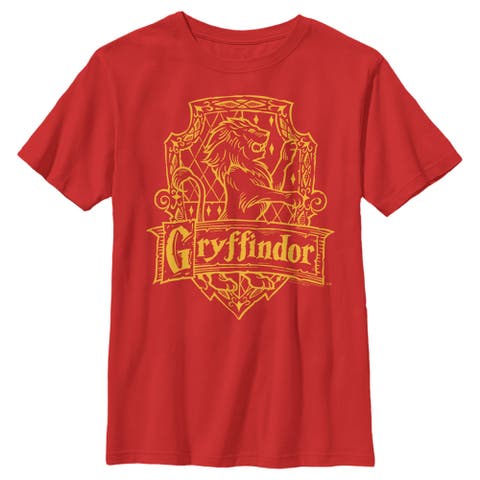 Boy's Harry Potter Gryffindor Line Art Crest  Graphic T-Shirt