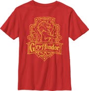HARRY POTTER Boy's Harry Potter Gryffindor Line Art Crest Graphic T-Shirt