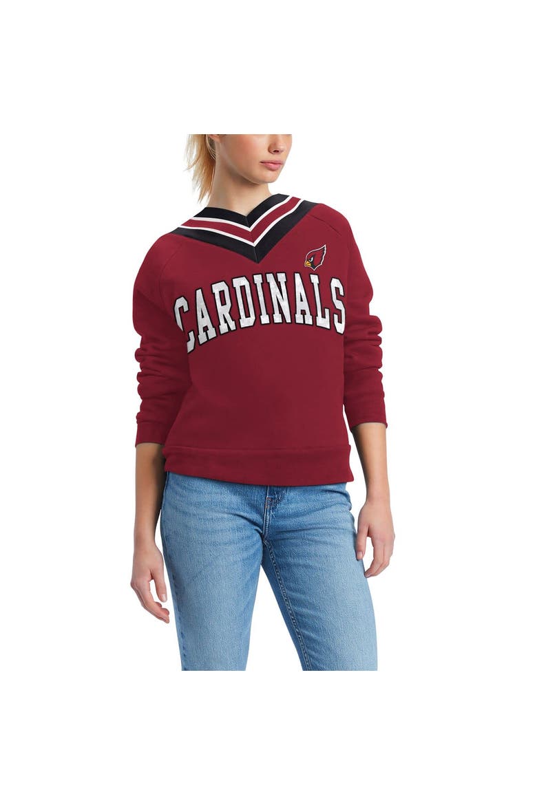 Women's Tommy Hilfiger Cardinal Arizona Cardinals Heidi V-Neck Pullover Sweatshirt, Alternate, color, Cardinal