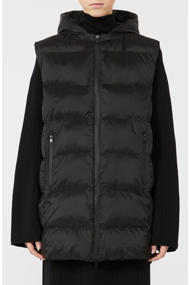 Lodola Hooded Quilted Vest, Main, color, BLACK