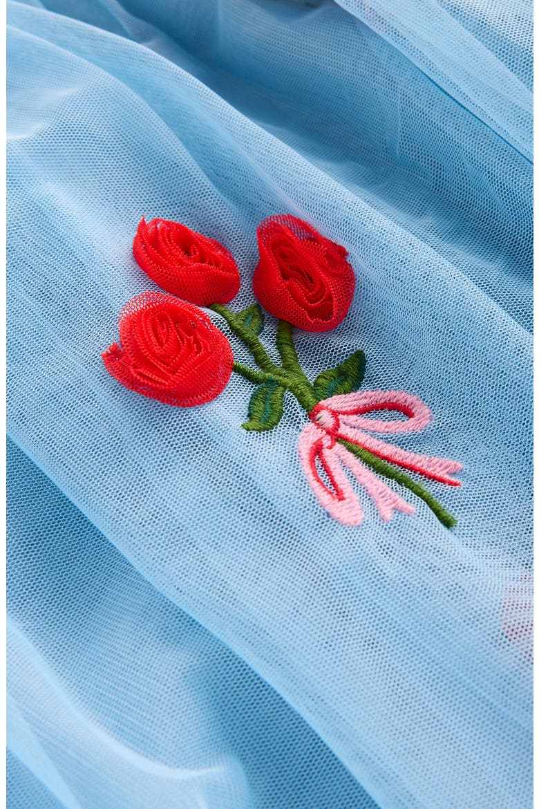 Kids' Embroidered Tulle & Knit Dress, Alternate, color, GLACIER BLUE ROSES
