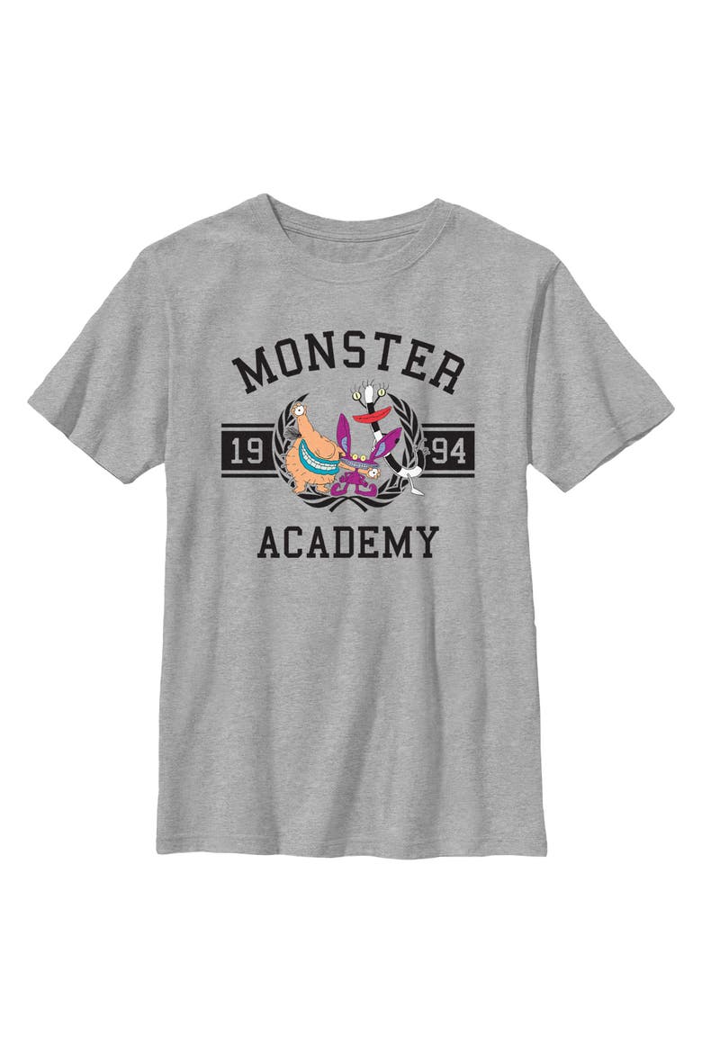 Boy's Aaahh!!! Real Monsters 1994 Academy Varsity Badge  Graphic T-Shirt, Main, color, Sport Grey