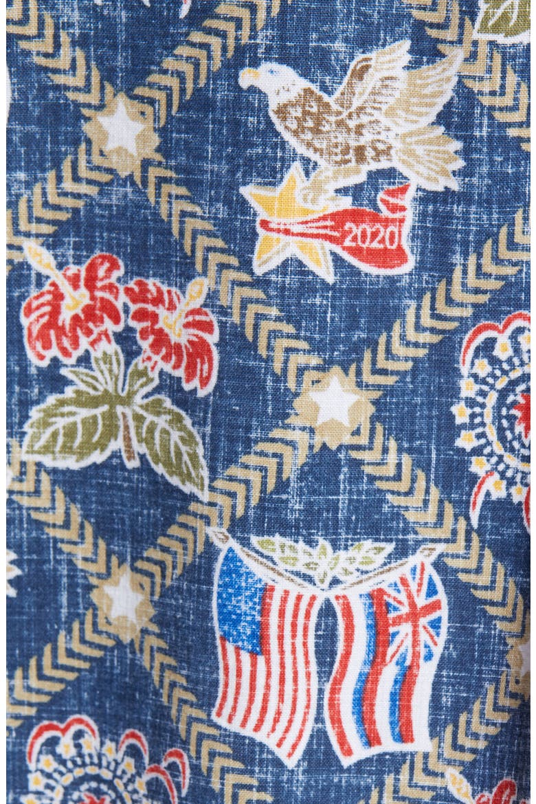 Summer Commemorative 2020 Short Sleeve Button-Down Shirt, Alternate, color, DRESS BLUE