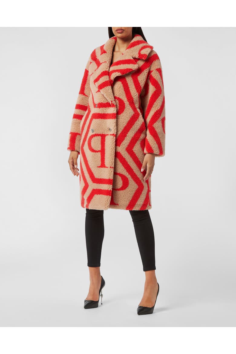 Coat Long Monogram Women, Main, color, beige