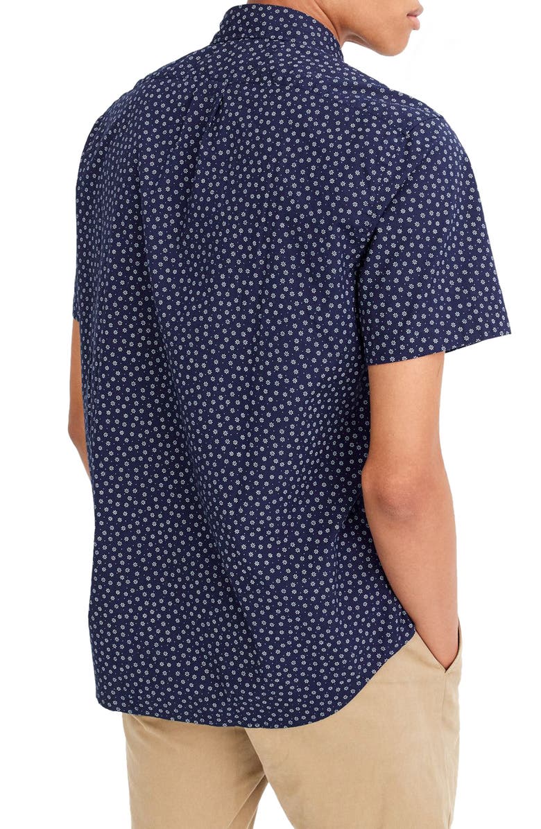 J.Crew Slim Fit Stretch Secret Wash Short Sleeve Daisy Print Sport Shirt, Alternate, color, 