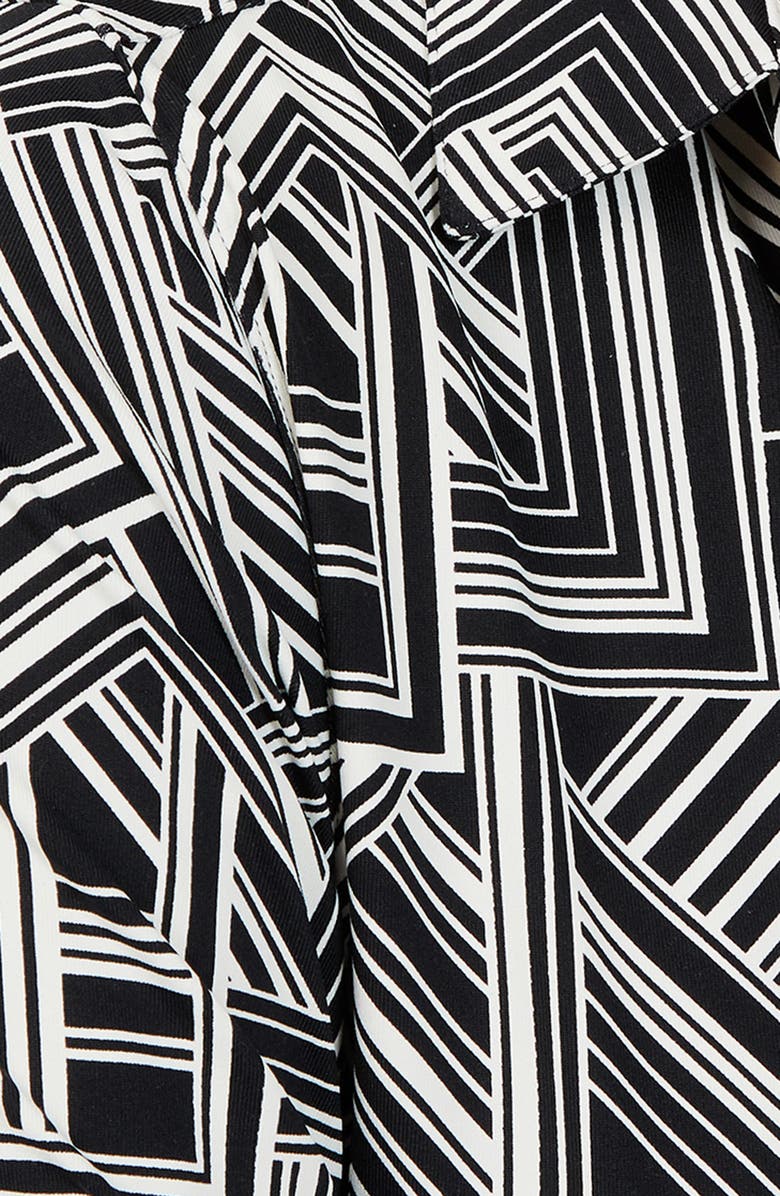 Foxcroft Mary Geometric Print Button-Up Shirt, Alternate, color, Black