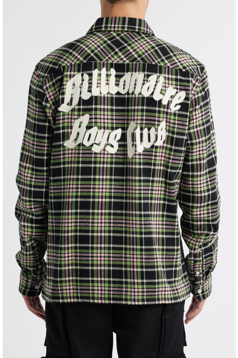 BB Club Plaid Button-Up Shirt, Alternate, color, BLACK