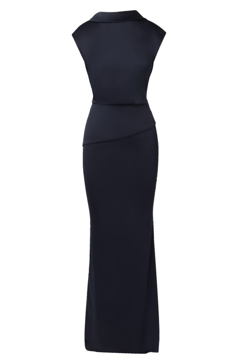 Adrianna Papell Popover Satin Crepe Gown, Alternate, color, Dark Navy