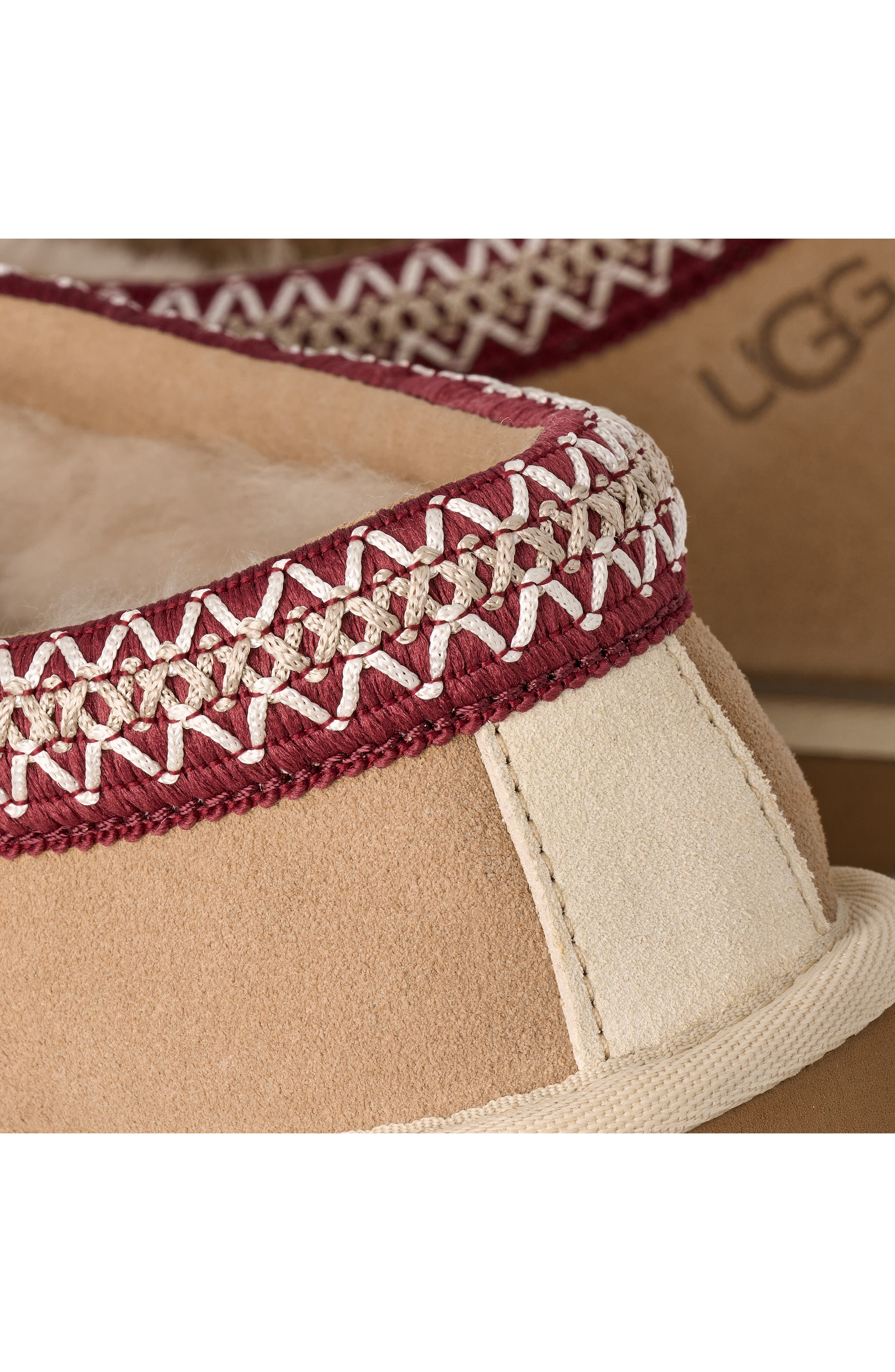 UGG<sup>®</sup> Tasman II Genuine Shearling Lined Slipper, Alternate, color, Driftwood / Biking Red