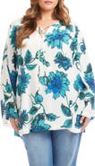 Karen Kane Floral Tie Neck Side Slit Tunic