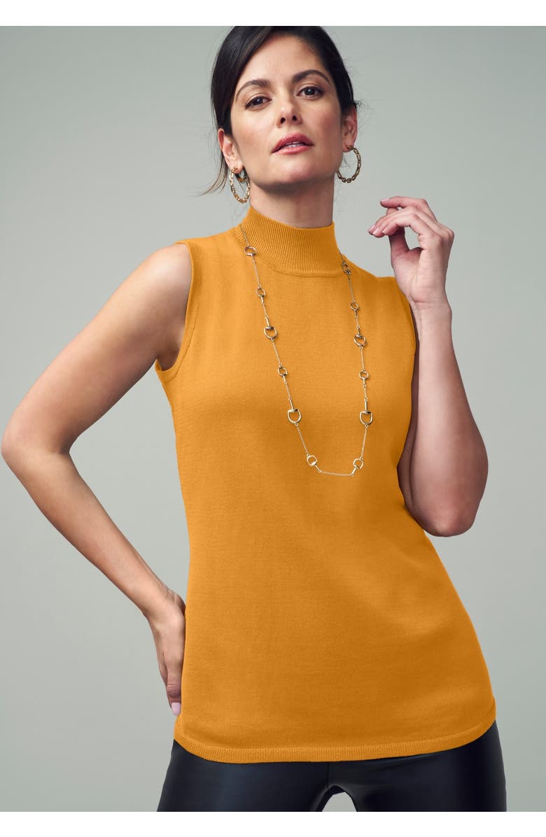 Jessica London Fine Gauge Mockneck Sweater, Alternate, color, Black